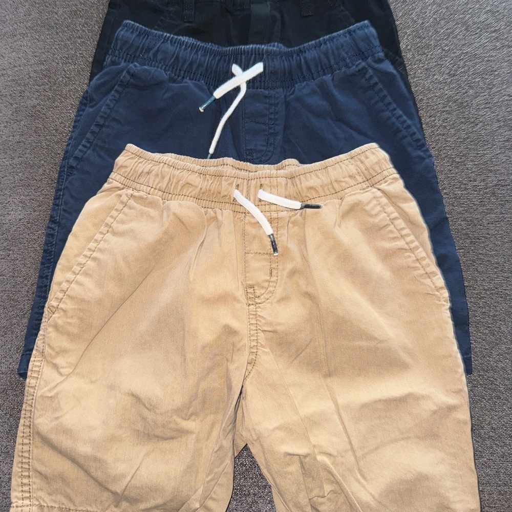 Kids Elastic Waist Pants - Tan, Blue, Black - Picture 2 of 3